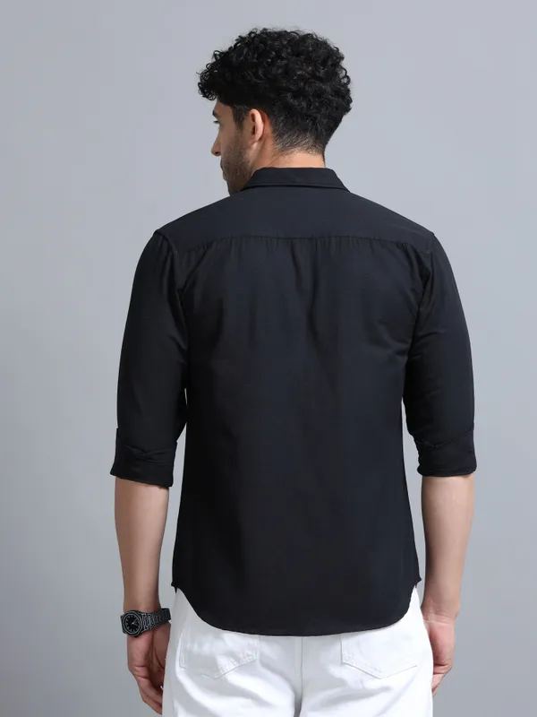 Tom_Mackler_Men_Solid_Casual_Black_Shirt