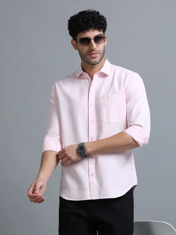 Tom_Mackler_Men_Solid_Casual_Pink_Shirt