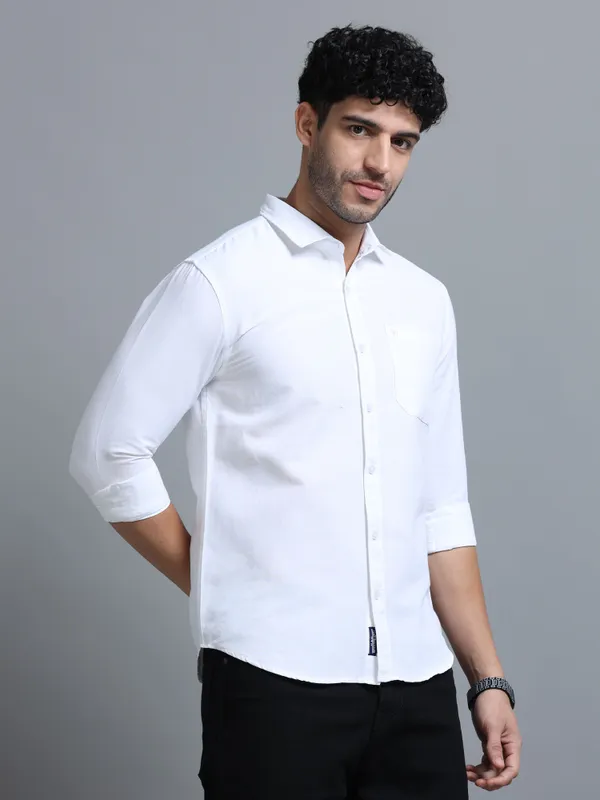 Tom_Mackler_Men_Solid_Casual_White_Shirt