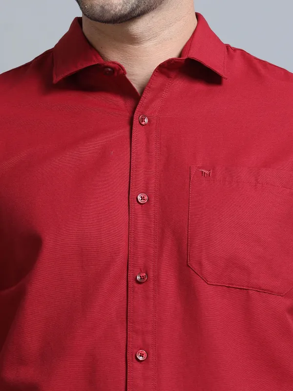 Tom_Mackler_Men_Solid_Casual_Red_Shirt