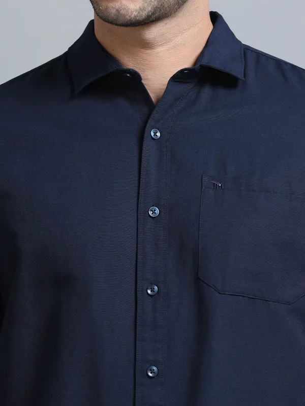Tom_Mackler_Men_Solid_Casual_Dark_Blue_Shirt