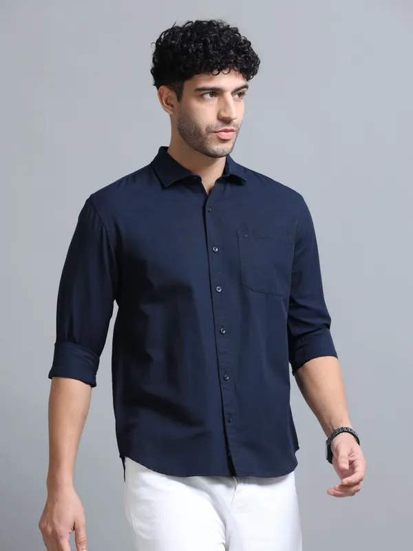 Tom_Mackler_Men_Solid_Casual_Dark_Blue_Shirt