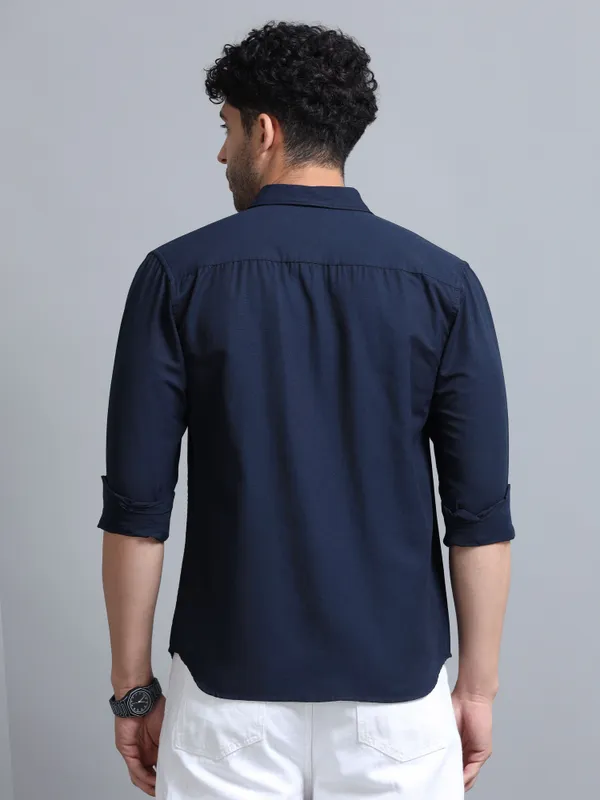 Tom_Mackler_Men_Solid_Casual_Dark_Blue_Shirt