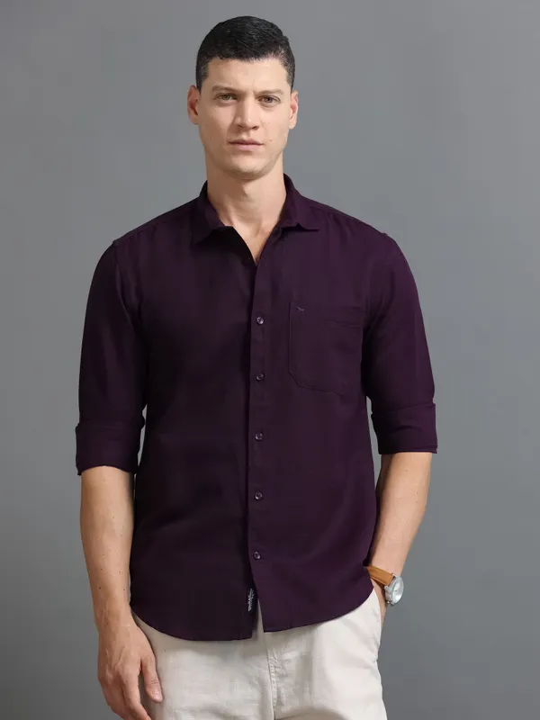 Tom_Mackler_Men_Solid_Casual_Purple_Shirt