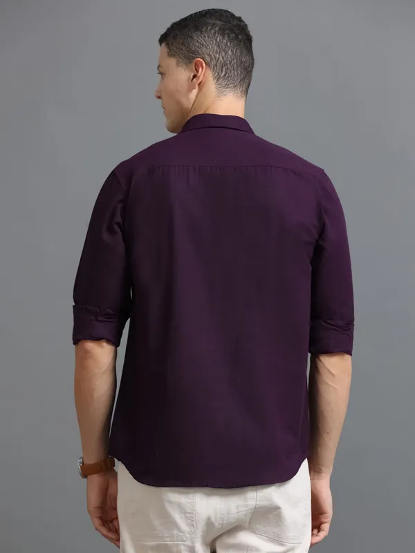 Tom_Mackler_Men_Solid_Casual_Purple_Shirt