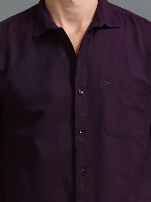 Tom_Mackler_Men_Solid_Casual_Purple_Shirt
