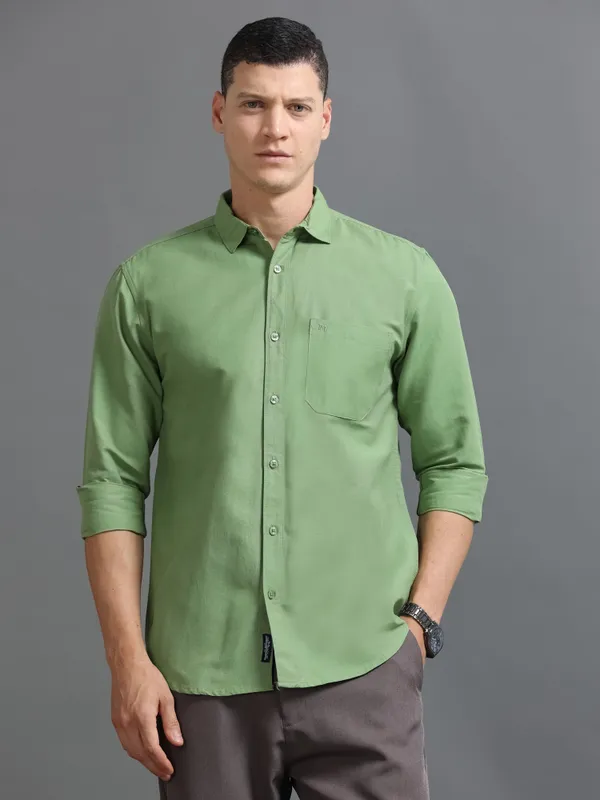 Tom_Mackler_Men_Solid_Casual_Green_Shirt