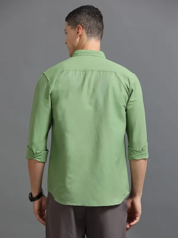 Tom_Mackler_Men_Solid_Casual_Green_Shirt