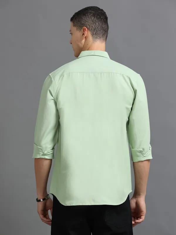 Tom_Mackler_Men_Solid_Casual_Light_Green_Shirt
