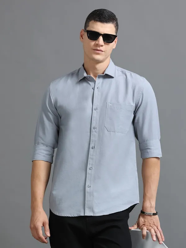 Tom_Mackler_Men_Solid_Casual_Grey_Shirt