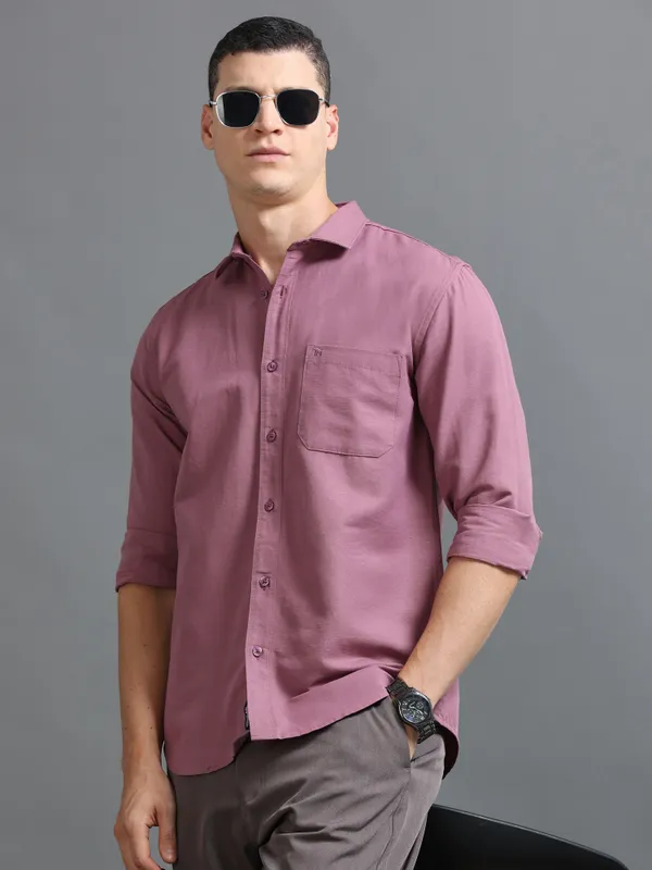 Tom_Mackler_Men_Solid_Casual_Purple_Shirt