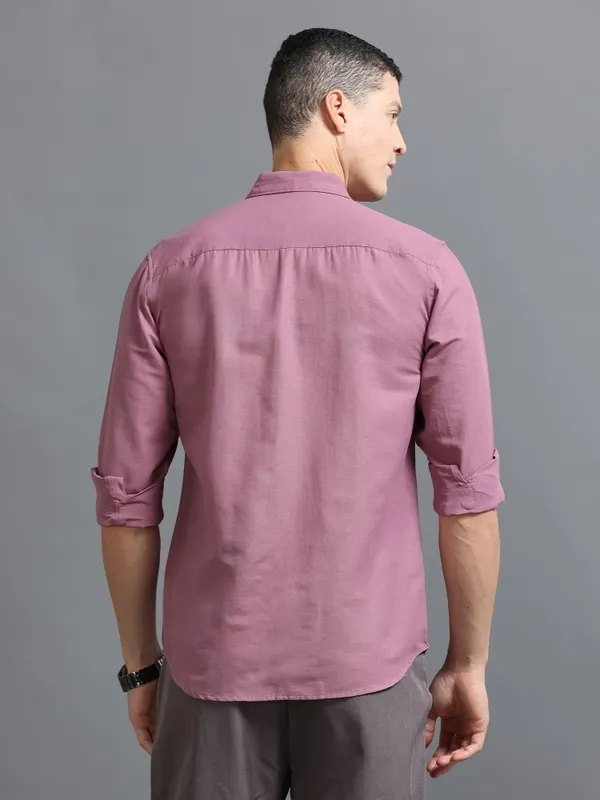Tom_Mackler_Men_Solid_Casual_Purple_Shirt