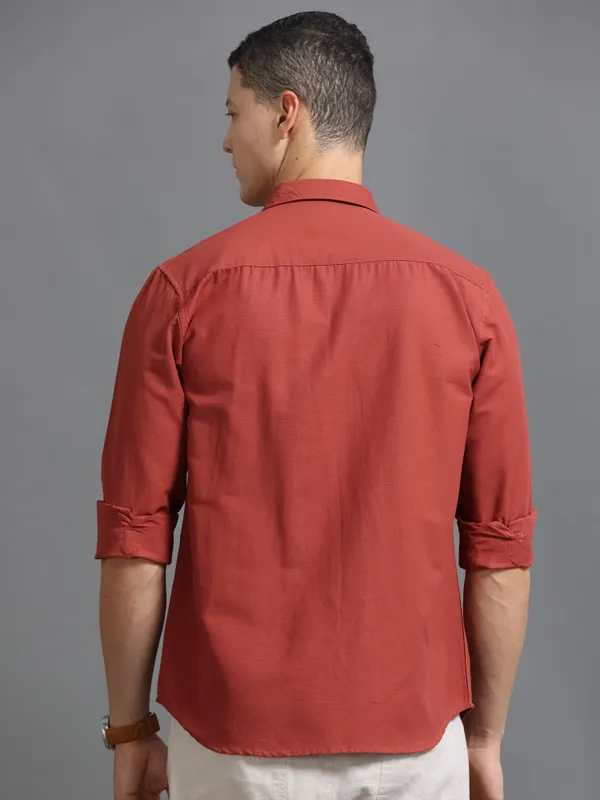 Tom_Mackler_Men_Solid_Casual_Red_Shirt
