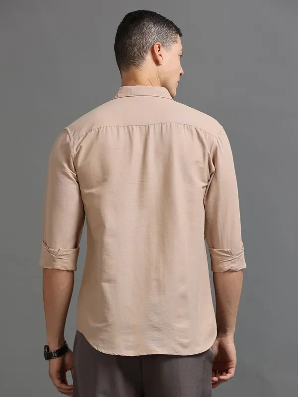 Tom_Mackler_Men_Solid_Casual_Beige_Shirt