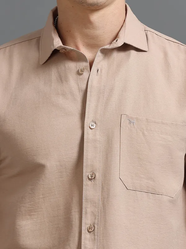 Tom_Mackler_Men_Solid_Casual_Beige_Shirt