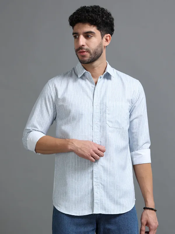Tom_Mackler_Men_Striped_Casual_Blue_Shirt