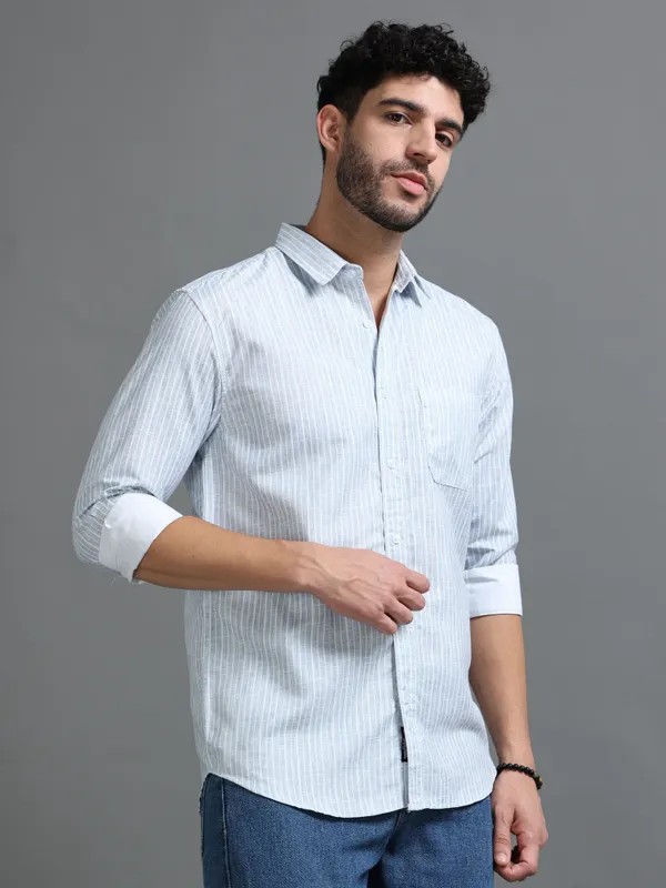 Tom_Mackler_Men_Striped_Casual_Blue_Shirt
