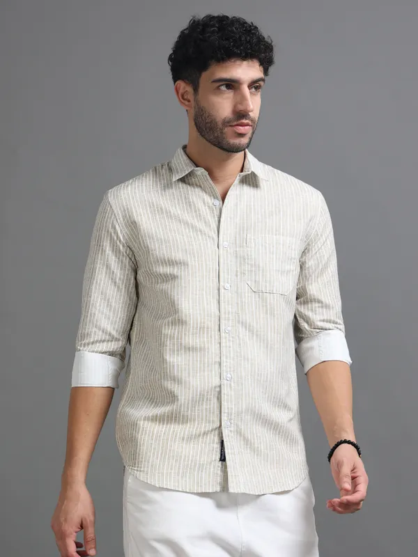 Tom_Mackler_Men_Striped_Casual_Beige_Shirt
