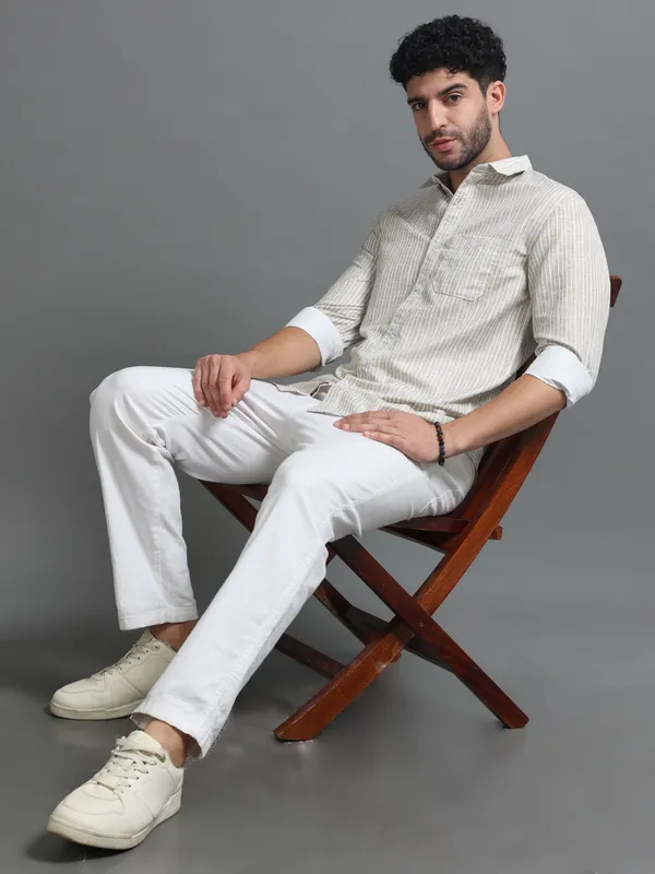 Tom_Mackler_Men_Striped_Casual_Beige_Shirt