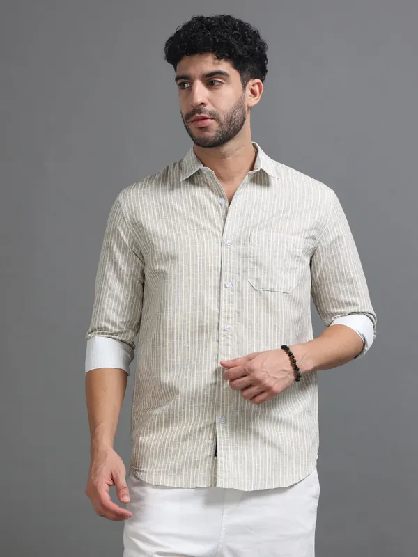 Tom_Mackler_Men_Striped_Casual_Beige_Shirt