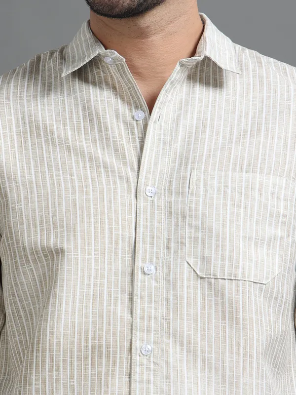 Tom_Mackler_Men_Striped_Casual_Beige_Shirt