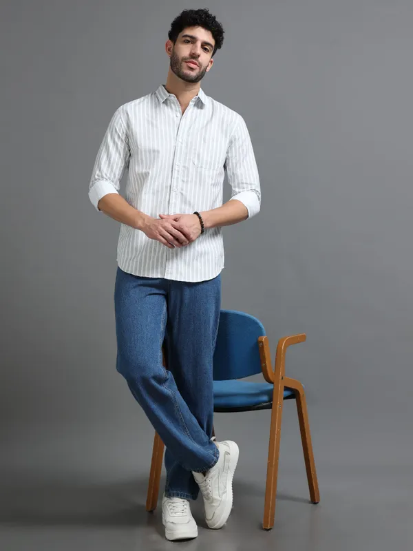 Tom_Mackler_Men_Striped_Casual_White,_Grey_Shirt