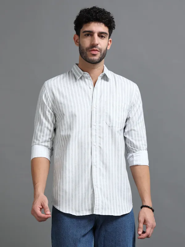 Tom_Mackler_Men_Striped_Casual_White,_Grey_Shirt