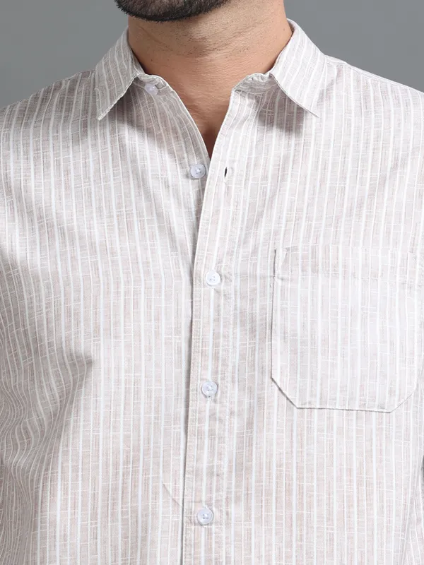 Tom_Mackler_Men_Striped_Casual_White,_Orange_Shirt