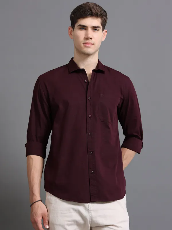 Tom_Mackler_Men_Solid_Casual_Purple_Shirt