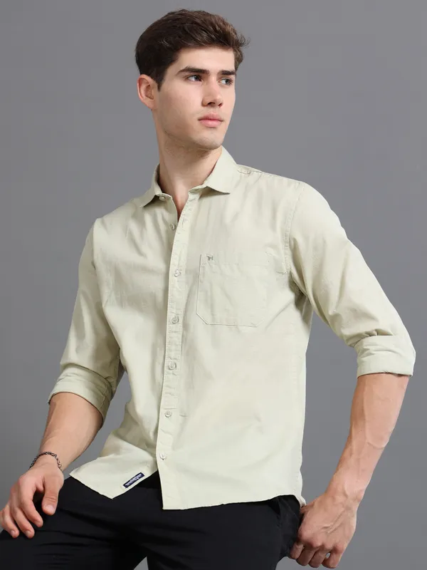 Tom_Mackler_Men_Solid_Casual_Light_Green_Shirt