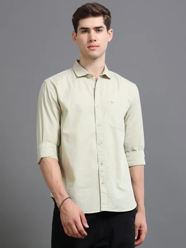 Tom_Mackler_Men_Solid_Casual_Light_Green_Shirt