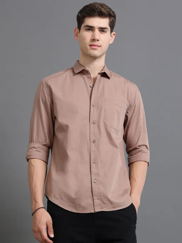 Tom_Mackler_Men_Solid_Casual_Brown_Shirt