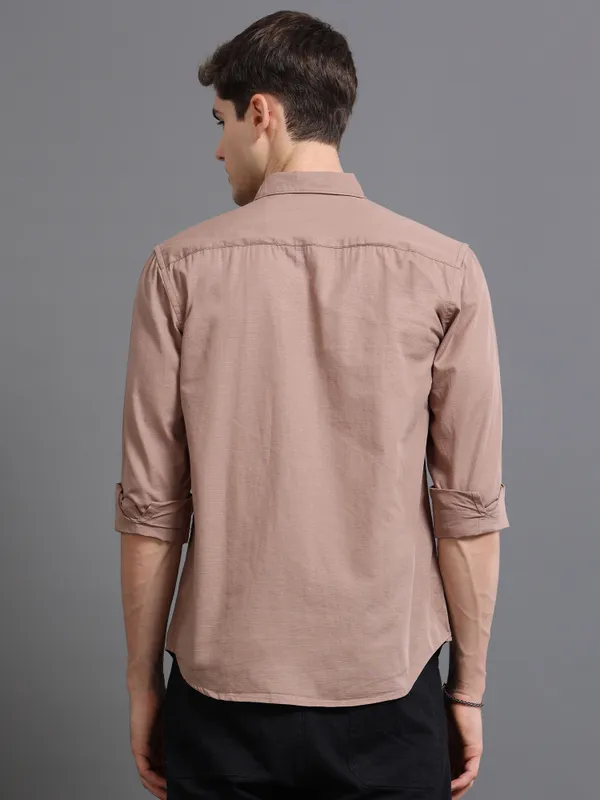 Tom_Mackler_Men_Solid_Casual_Brown_Shirt