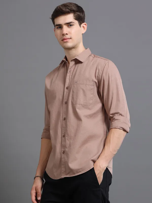 Tom_Mackler_Men_Solid_Casual_Brown_Shirt