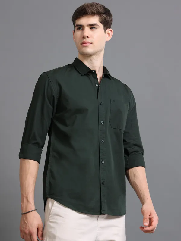 Tom_Mackler_Men_Solid_Casual_Dark_Green_Shirt