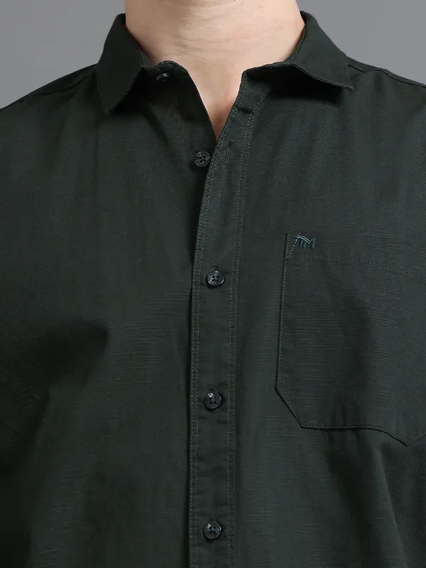 Tom_Mackler_Men_Solid_Casual_Dark_Green_Shirt