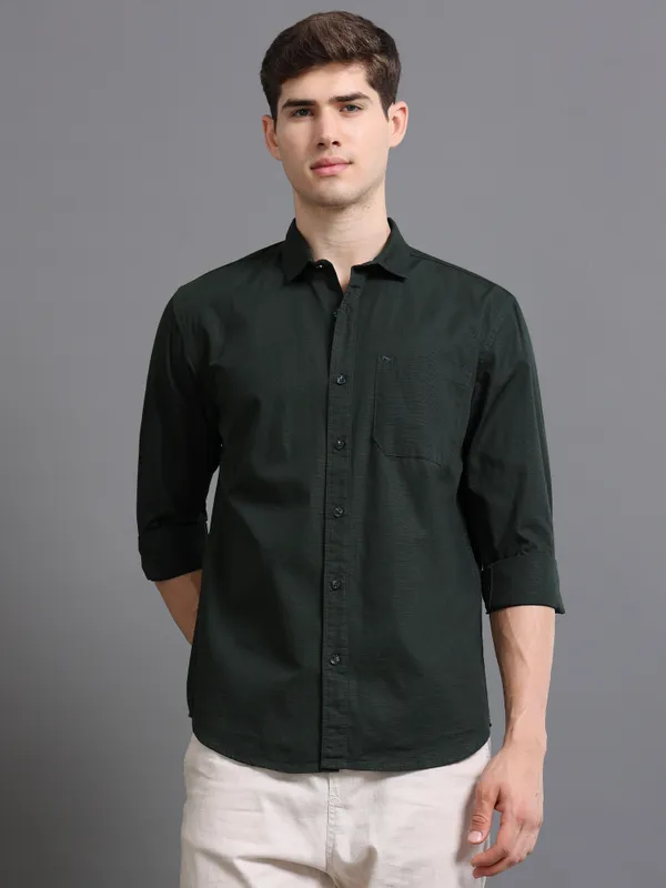 Tom_Mackler_Men_Solid_Casual_Dark_Green_Shirt