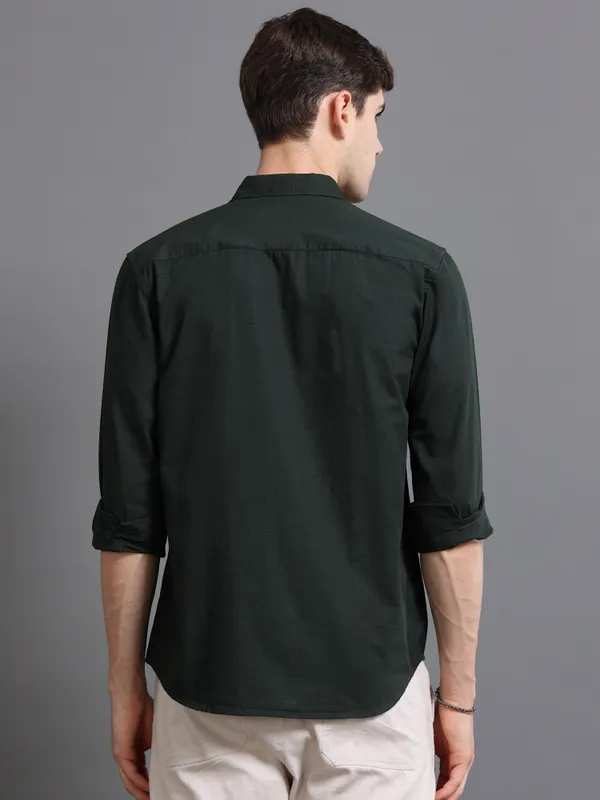 Tom_Mackler_Men_Solid_Casual_Dark_Green_Shirt