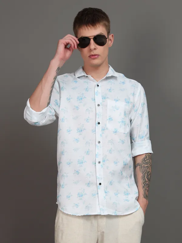Tom_Mackler_Men_Printed_Casual_Blue_Shirt