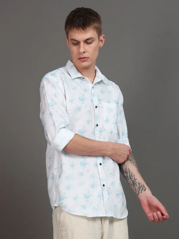 Tom_Mackler_Men_Printed_Casual_Blue_Shirt