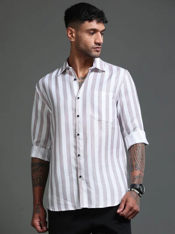Tom_Mackler_Men_Striped_Casual_Grey_Shirt