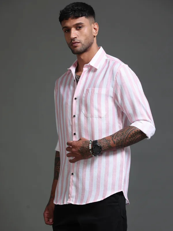 Tom_Mackler_Men_Striped_Casual_Pink_Shirt