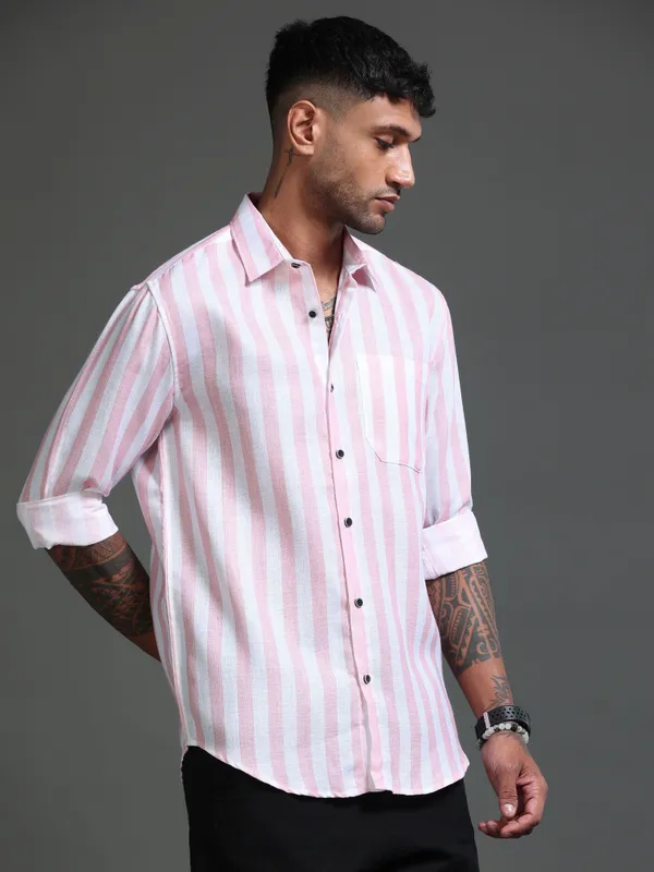 Tom_Mackler_Men_Striped_Casual_Pink_Shirt