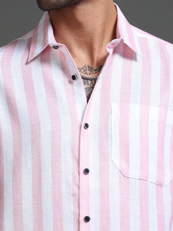 Tom_Mackler_Men_Striped_Casual_Pink_Shirt