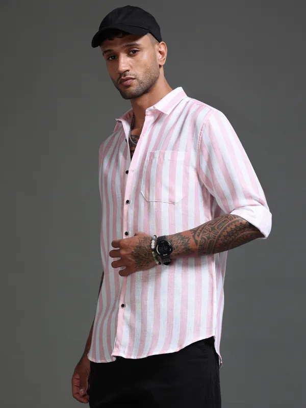 Tom_Mackler_Men_Striped_Casual_Pink_Shirt