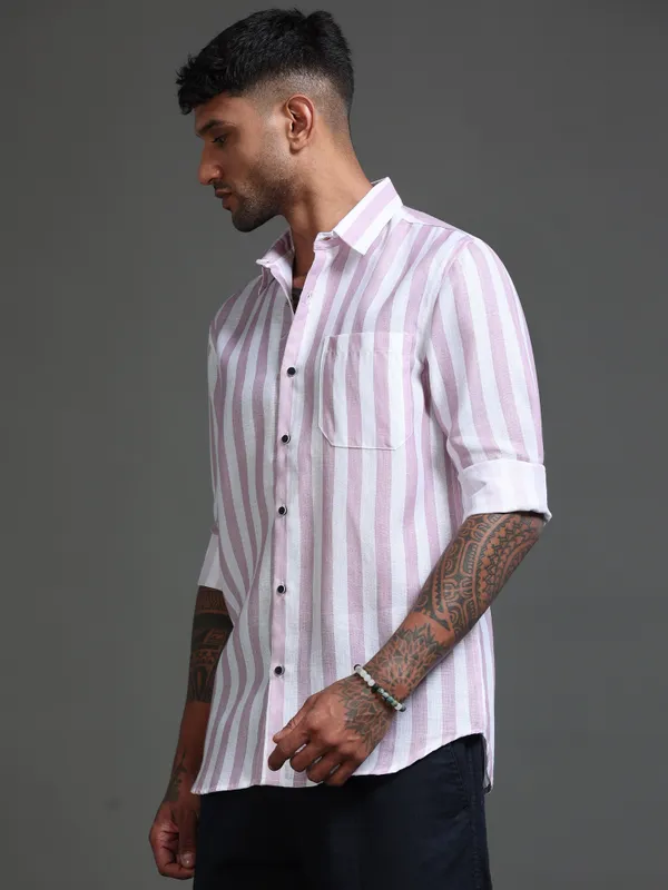 Tom_Mackler_Men_Striped_Casual_Purple_Shirt