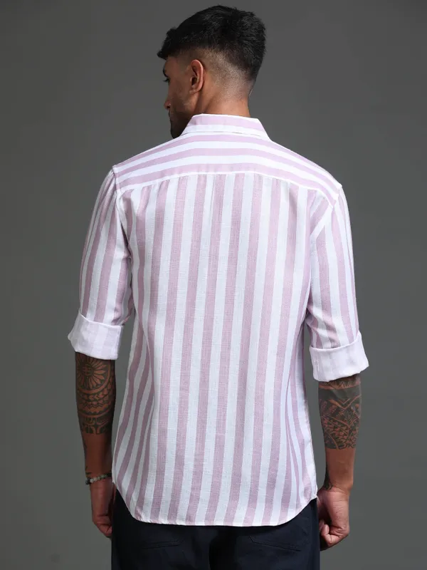 Tom_Mackler_Men_Striped_Casual_Purple_Shirt