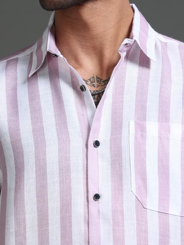 Tom_Mackler_Men_Striped_Casual_Purple_Shirt
