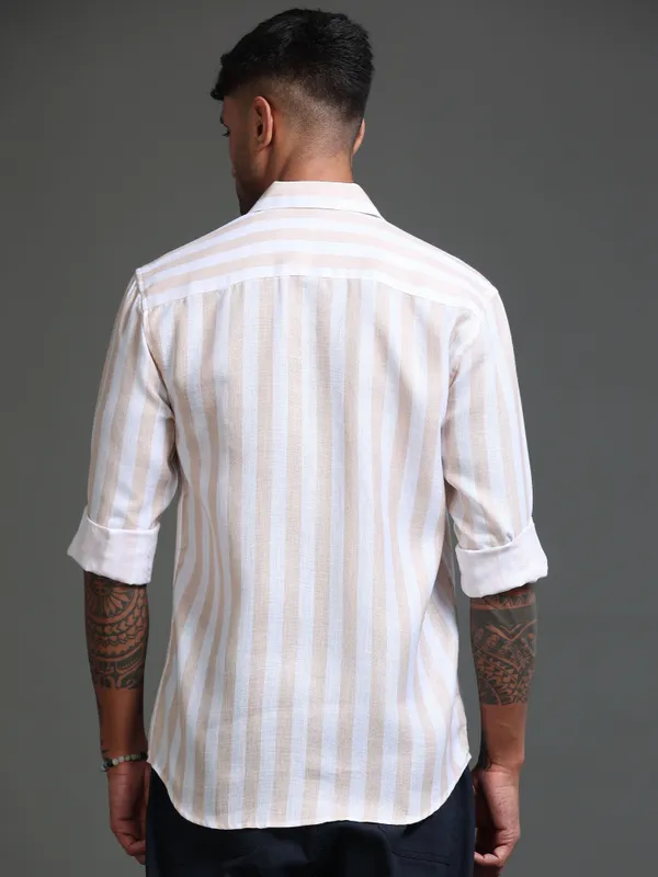 Tom_Mackler_Men_Striped_Casual_Orange_Shirt