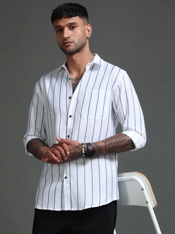 Tom_Mackler_Men_Striped_Casual_Dark_Blue_Shirt